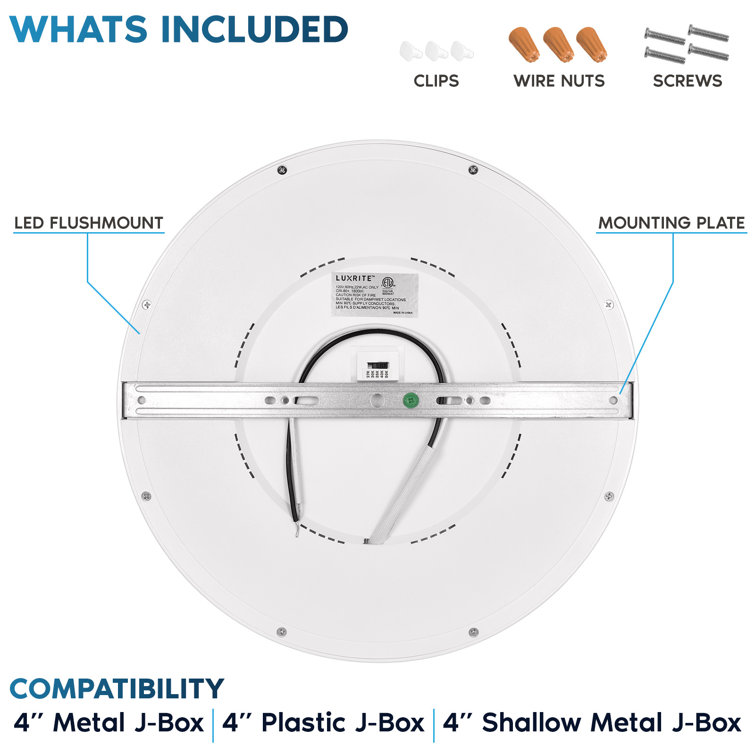 Wrought Studio 12 Inch Round LED Flush Mount, 22W, 5CCT, 1600 Lumens